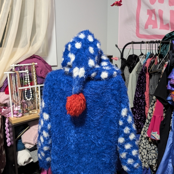 Fluffy Fuzzy LaLa BoBo Zip Up With Long Elf Hood - Picture 5 of 7